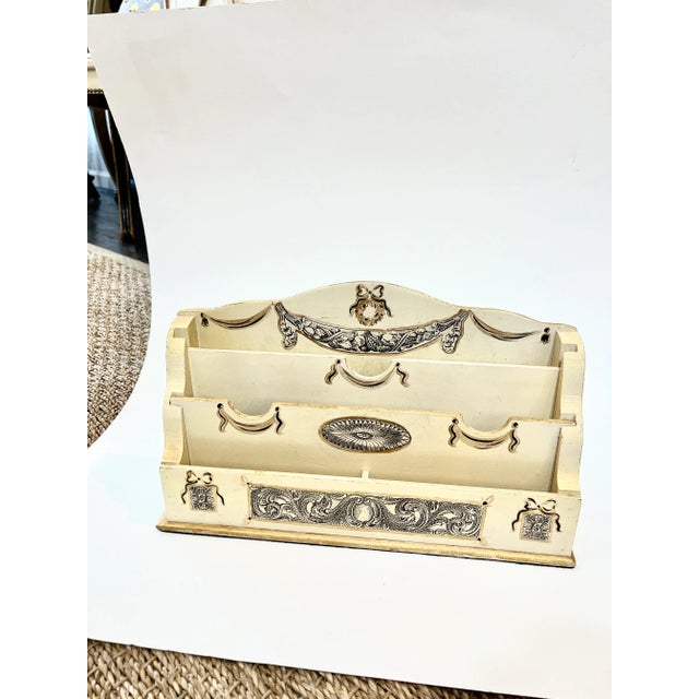 Vintage 1960s Hollywood Regency Style Stationary Letter Desk Top Holder Stand For Sale - Image 9 of 9