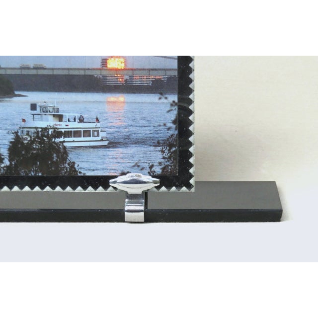 Black Art Deco Black Glass & Chrome French Picture Frame For Sale - Image 8 of 18