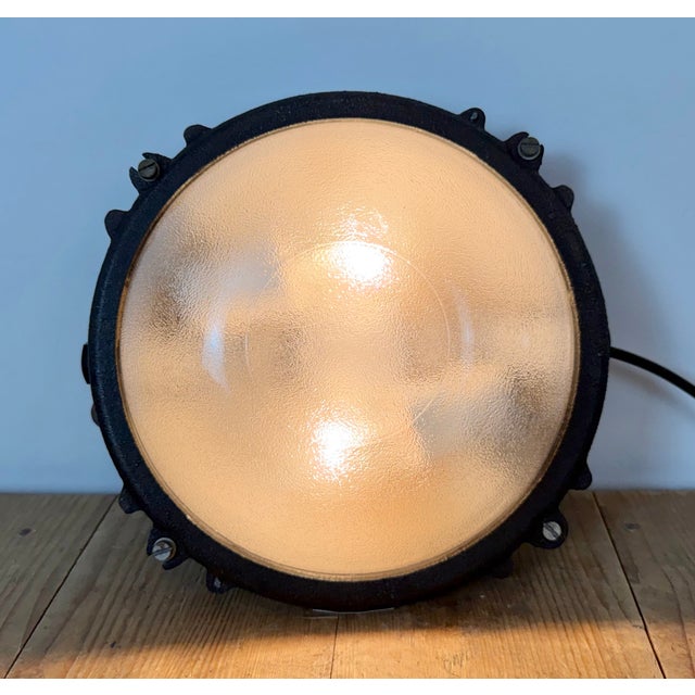Industrial Black Cast Iron Ceiling Light from Elektrosvit, 1960s For Sale - Image 12 of 15