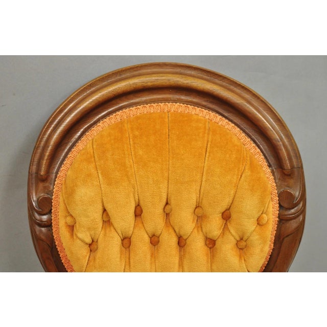 Antique Eastlake Victorian Carved Walnut Orange Parlor Side Chairs - A Pair For Sale - Image 11 of 13