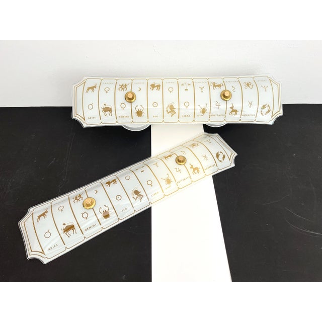 White 1970s Astrological Wall Lights, Pair For Sale - Image 8 of 17