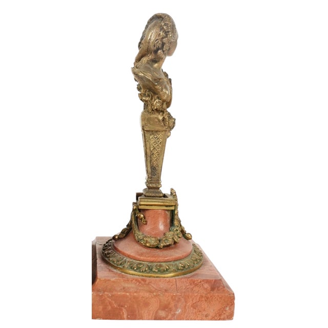 French Antique French Gilt Bronze Wax Seal Sculpture on Marble Base For Sale - Image 3 of 4