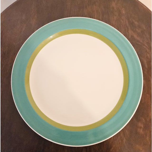 Ceramic Vintage 1960s Seville by Amcrest Ironstone Turquoise Green Chop Plate Platter Japan For Sale - Image 7 of 7