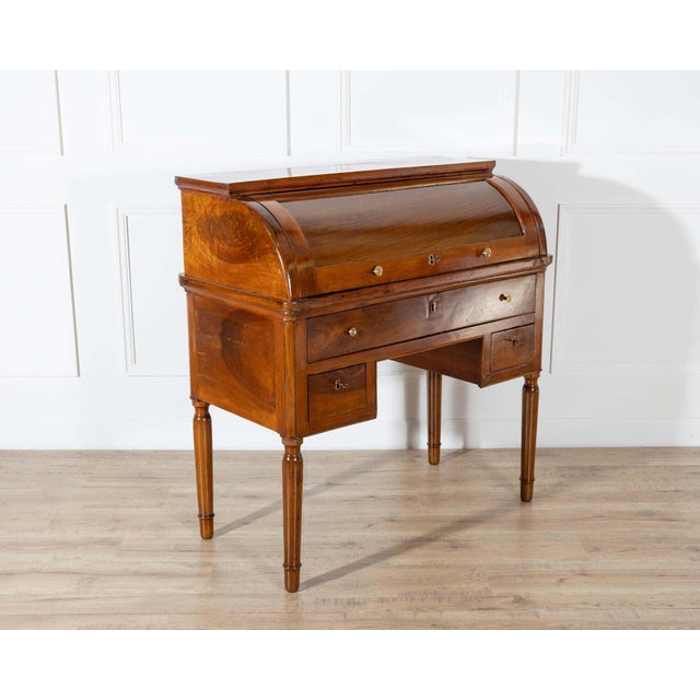 19th-Century Italian Charles X Walnut Cylinder Desk For Sale - Image 10 of 12