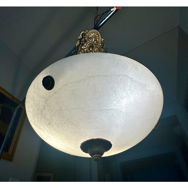 French Directoire Style Alabaster Chandelier Pendant Light For Sale - Image 9 of 12