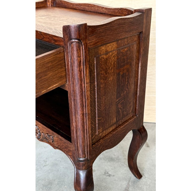 Brown Louis XVI Style Nightstands with Drawers and Cabriole Legs, 1960s, Set of 2 For Sale - Image 8 of 18