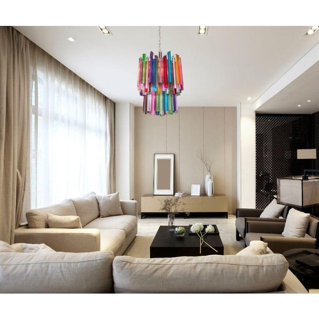 Blue Italian Multicolored Prism Arlecchino Chandelier, Murano, 1970s For Sale - Image 8 of 18