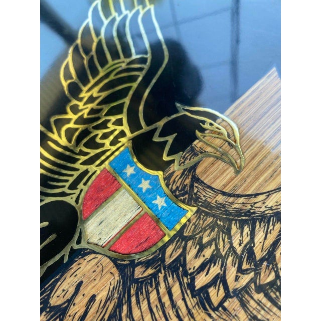 Vintage Couroc Bicentennial Eagle Tray – Patriotic American Shield Inlay – Monterey California For Sale In San Francisco - Image 6 of 8