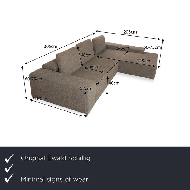 The Topas corner sofa by Willi Schillig is characterized by its angular, spacious design. It is covered in a gray fabric...
