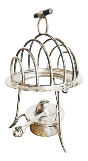 Antique Asprey Silver Plated Toast Rack With Oil Burner