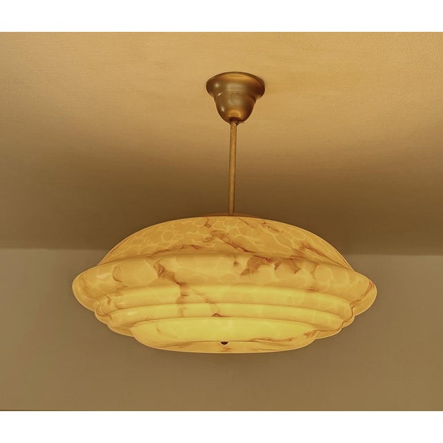 Art Deco Pendant Light in Amber Marble Glass, 1930s For Sale - Image 6 of 18