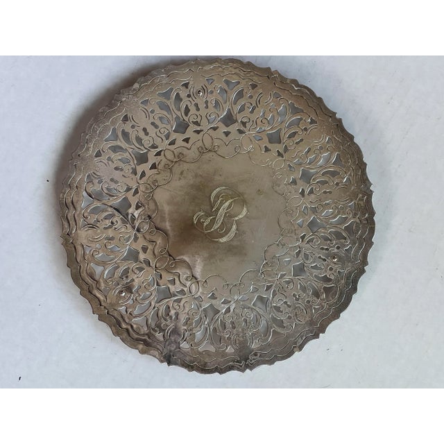 Italian Vintage Italian Silver-Plate Trivet Engraved “b” For Sale - Image 3 of 6