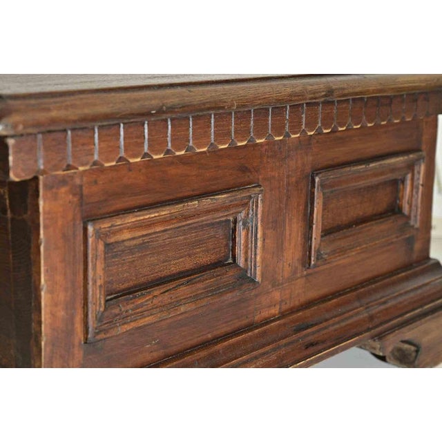 Brown 19th Century Rustic Wooden Coffer with Italian Carved Design For Sale - Image 8 of 9