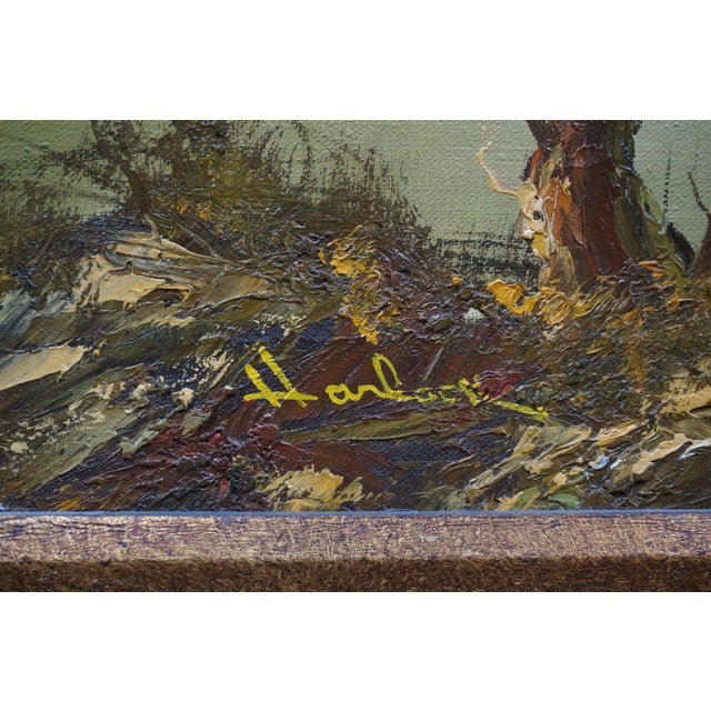 William Henry Harlock Cottage Farmhouse River Landscape Oil Painting 43" For Sale - Image 11 of 11