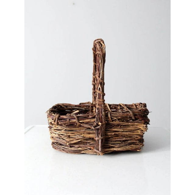 Vintage Rustic Twig Basket For Sale - Image 6 of 11