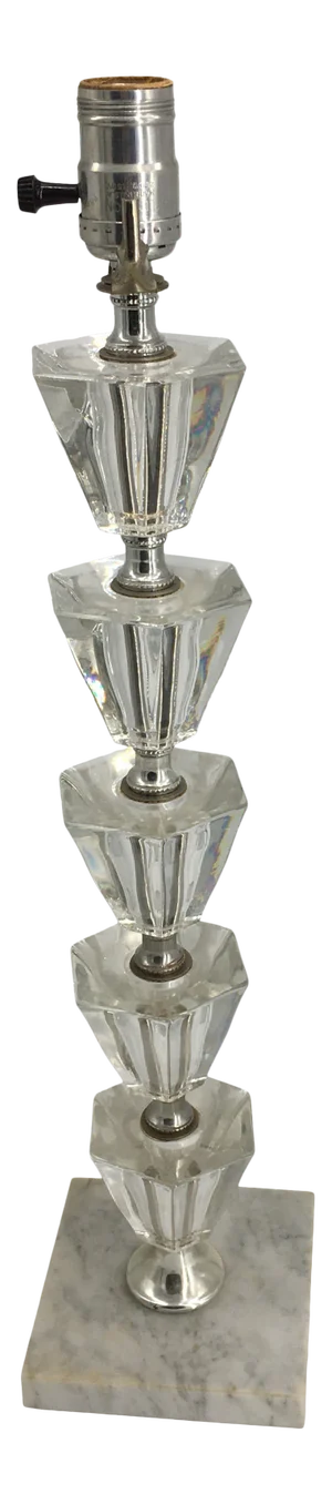 Vintage Karl Springer Style Stacked Diamond Lucite Lamp