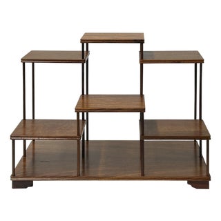 Brown Wood Step Shape Table Top Curio Display Easel Stand For Sale