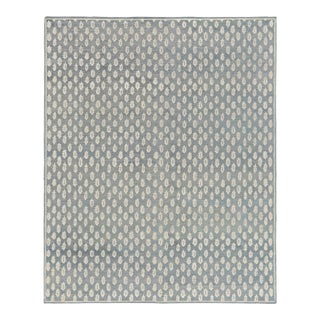 Rug & Kilim’s Modern Block Print Rug in Blue with White Floral Pattern - 5x8 For Sale