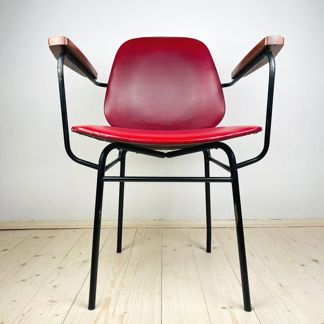 Metal Mid-Century Red Dining Chair, Italy, 1960s For Sale - Image 7 of 15