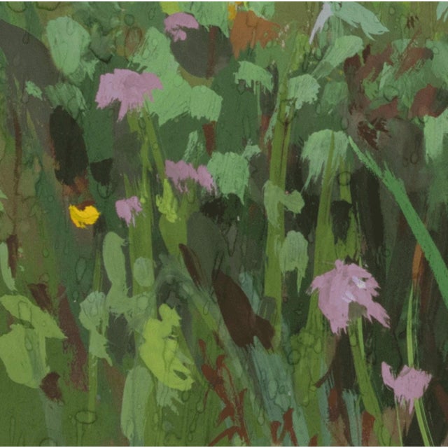 Flowers, Showers by Judd Mercer | Gouache On Paper Floral landscape with various wildflowers. For Sale - Image 4 of 5