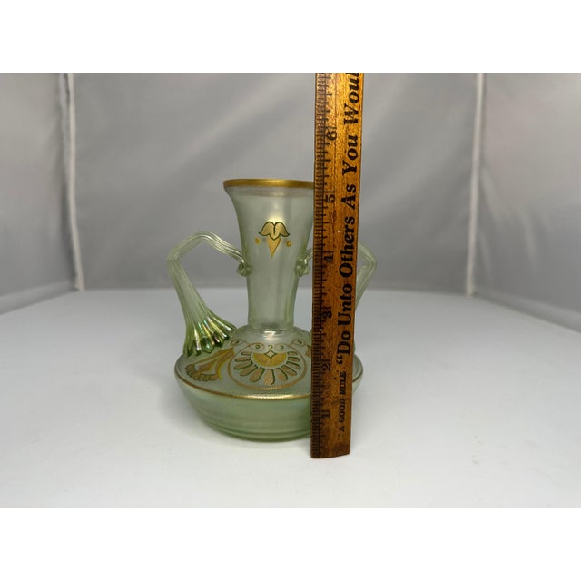 Fritz Heckert Art Glass Vase, Enameled Egyptian Revival Decor For Sale - Image 9 of 10