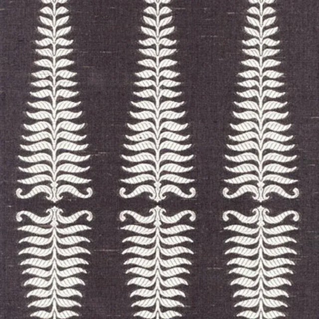 Sample - Schumacher Fern Tree Fabric in Ivory/Grey Flannel For Sale