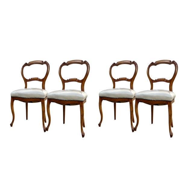 Antique Rococo Revival Style Dining Chairs in Mahogany, 1860, Set of 4 For Sale