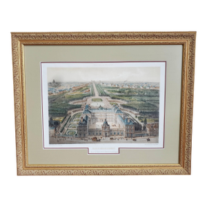 Mid 19th Century Framed Original Print by Felix Benoist - Le Palais Du Luxembourg Et Son Jardin