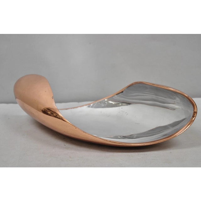 Nambe Mt0546 Karim Rashid Modernist Mixed Metal Copper Snail Scroll Tray Bowl For Sale - Image 13 of 14