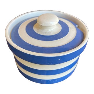 Tg Green Cornishware Blue White Butter Dish For Sale