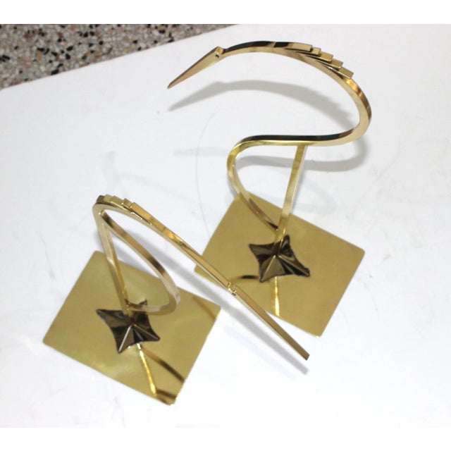 Metal 1960s-70s Brass Stylized Egret Figures - a Set of 2 For Sale - Image 7 of 13