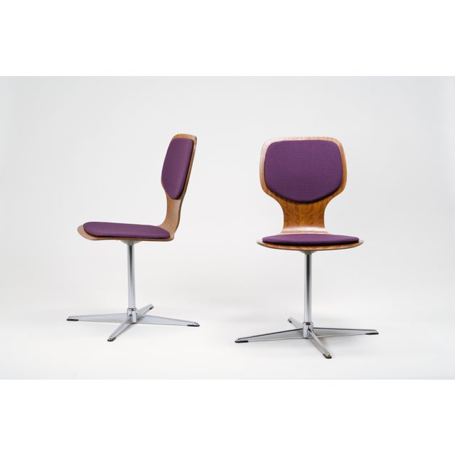 1970s Mid-Century Mahogany Pagholz and Chrome Swivel Dining Chairs from Tacke Sitzmöbel, Germany, 1960s, Set of 2 For Sale - Image 5 of 13