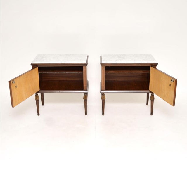 Mid-Century Modern Vintage Italian Marble Top Bedside Cabinets, 1950s, Set of 2 For Sale - Image 3 of 12