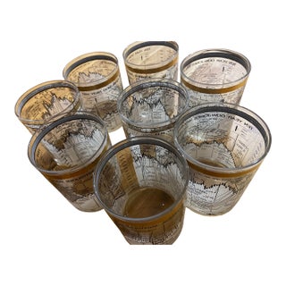 Vintage Cera Dow Jones Industrial Average Rocks Glasses, 1958–1968, Set of 8 For Sale