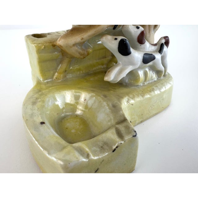 1940s Vintage 1940's Hiten Japan Porcelain Equestrian Desk Caddy With Horse & Dogs For Sale - Image 5 of 11