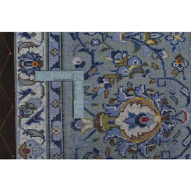 Hand-Knotted Kashan Oriental Rug in Pistachio Green For Sale - Image 12 of 13