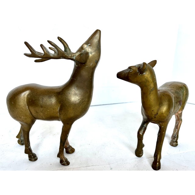 Brass Vintage Brass Deer Figurines - Set of 2 For Sale - Image 8 of 11