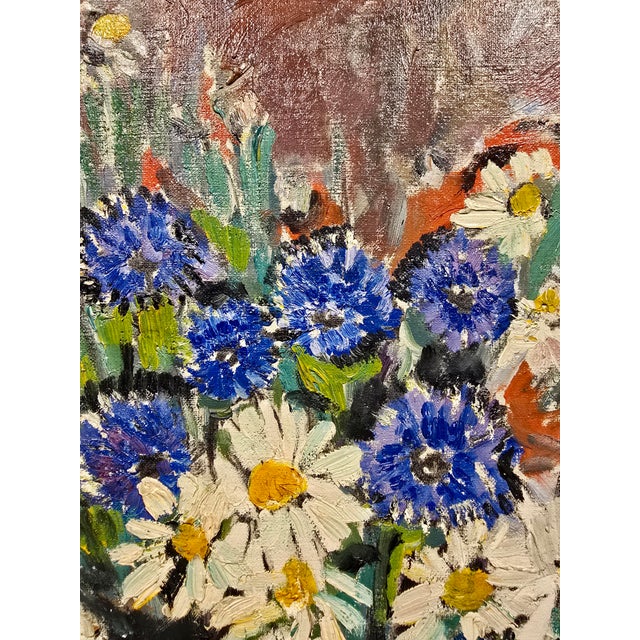 David Burliuk - Vibrant Floral Still Life in Vase– 1950s Oil Painting For Sale - Image 10 of 13