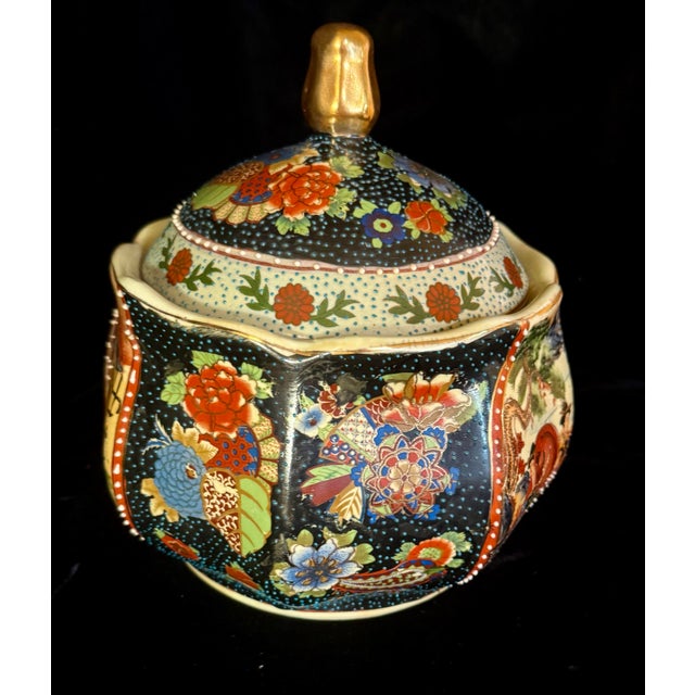Paint Mid 20th Century Satsuma Moriage Lidded Jar For Sale - Image 7 of 12