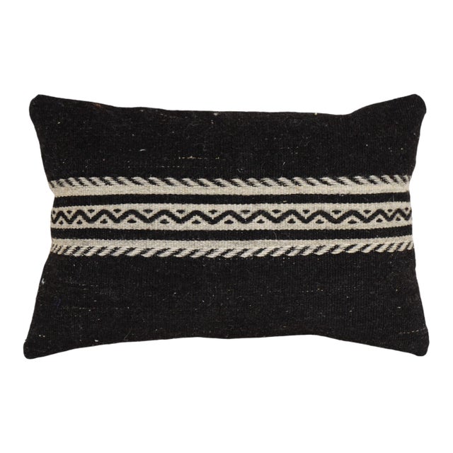 Black Turkish Kilim Pillow Cover For Sale