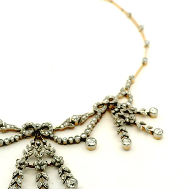 1900 - 1909 1900-1909 Filippo Chiappe Belle Époque 18k Gold, Platinum & Diamond Necklace For Sale - Image 5 of 12