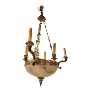 Antique French Marble and Bronze Empire Chandelier