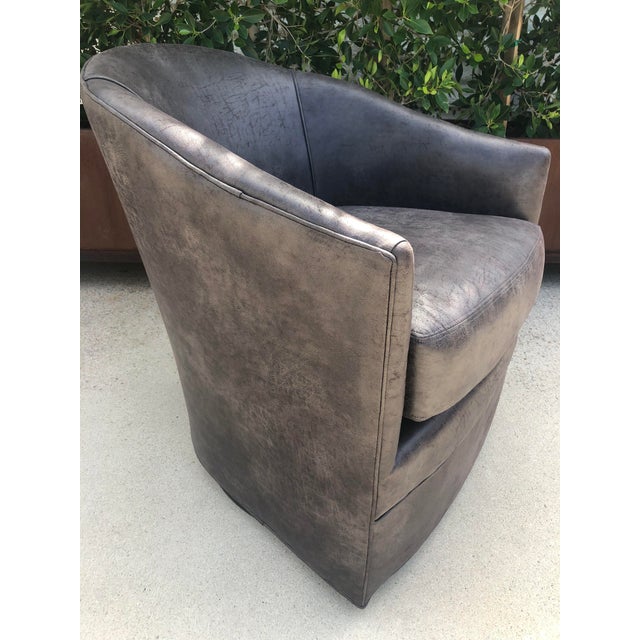 Arhaus Leather Swivel Chairs A Pair Chairish