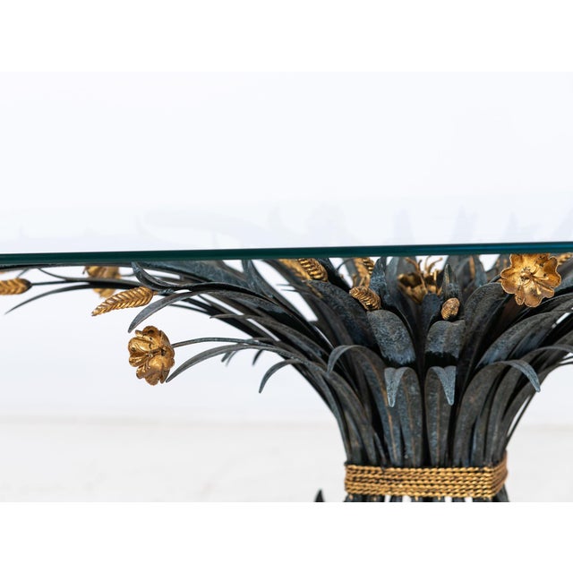 Hollywood Regency Hollywood Regency Gilt Metal Sheaf of Wheat Coffee Table, France Mid 20th C. For Sale - Image 3 of 12