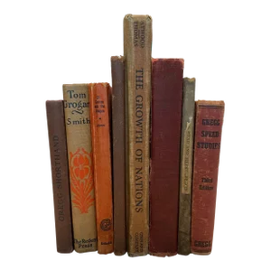 Early 20th Century Red & Brown Book Set - 8 Pieces