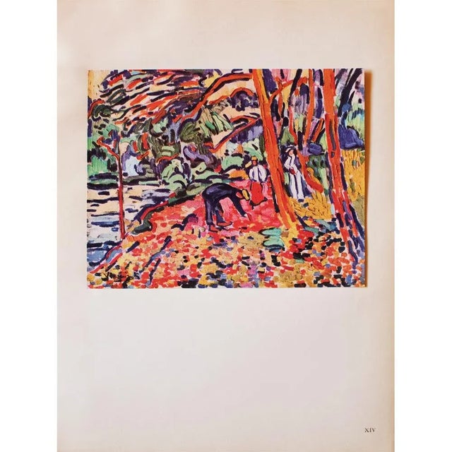 An excellent period offset lithograph, print, of "Le Paysage Au Bois Mort" (Landscape With Dead Wood, 1907) by Maurice De...