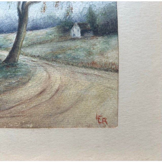 Paint Antique Original Watercolor of a Country Farm House For Sale - Image 7 of 8