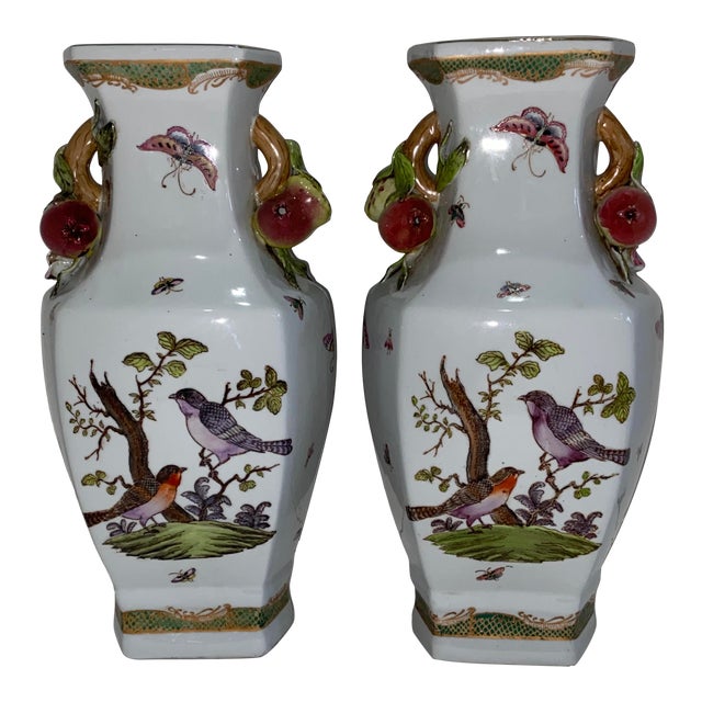 Vintage Chinese Vases With Birds a Pair Chairish