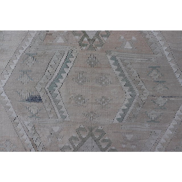 Mid 20th Century Vintage Hand-Woven Turkish Kilim in Wool With Medallion Sub-Geometric Design For Sale - Image 5 of 14