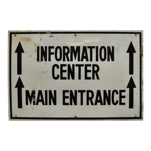 Vintage Information Sign - 1940's Hand Painted, Metal 3'x2'
